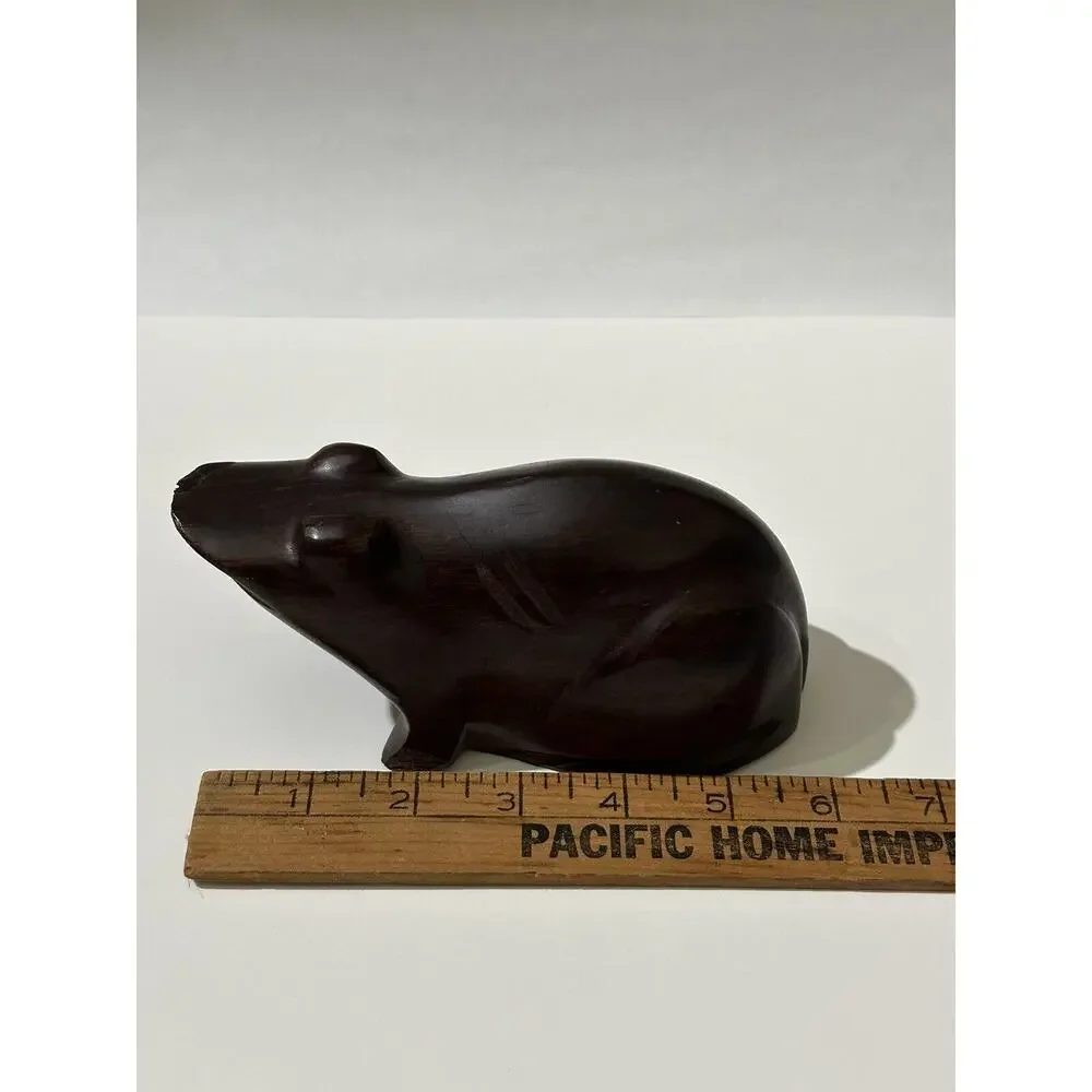 Vintage Hand Carved Decor Wood Ironwood Heavy Frog‎ Decoy Figurine Paper weight
